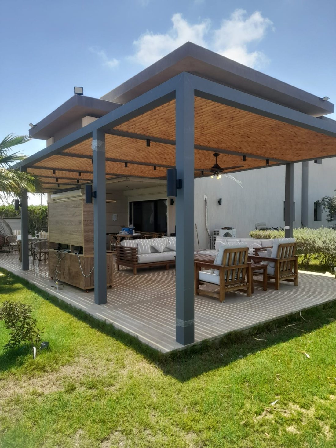 Outdoor living room pergola
